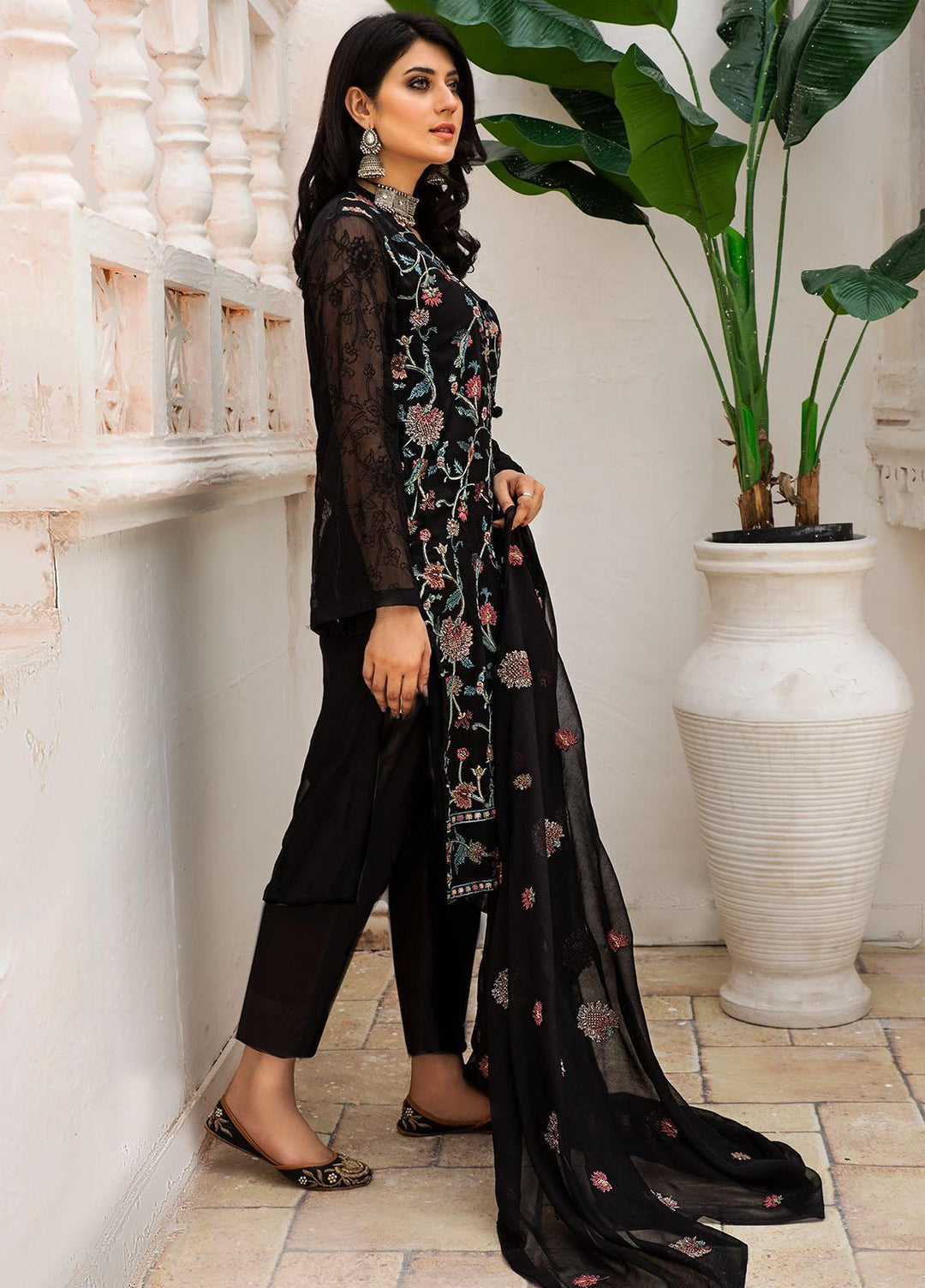 Resham Ghar Embroidered Chiffon Suits Unstitched 2 Piece RG21EC RGSD-05 - Luxury Collection
