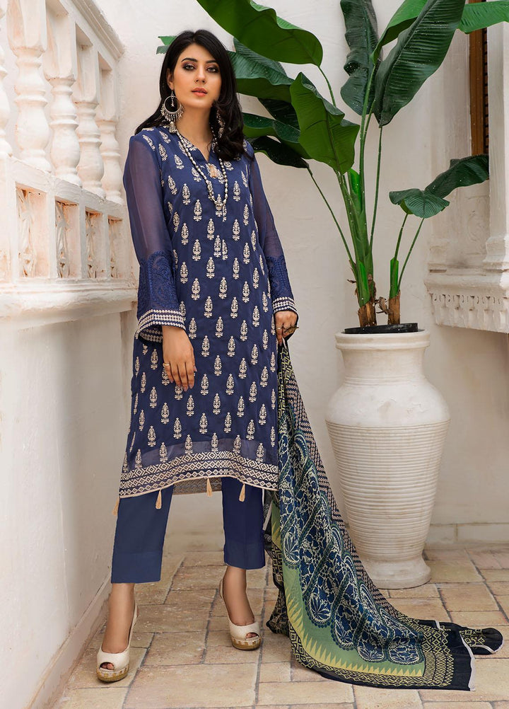 Resham Ghar Embroidered Chiffon Suits Unstitched 2 Piece RG21EC RGSD-07 - Luxury Collection