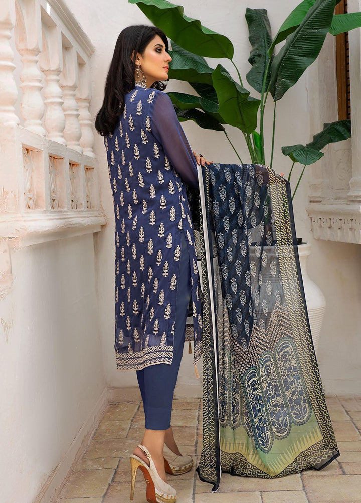 Resham Ghar Embroidered Chiffon Suits Unstitched 2 Piece RG21EC RGSD-07 - Luxury Collection