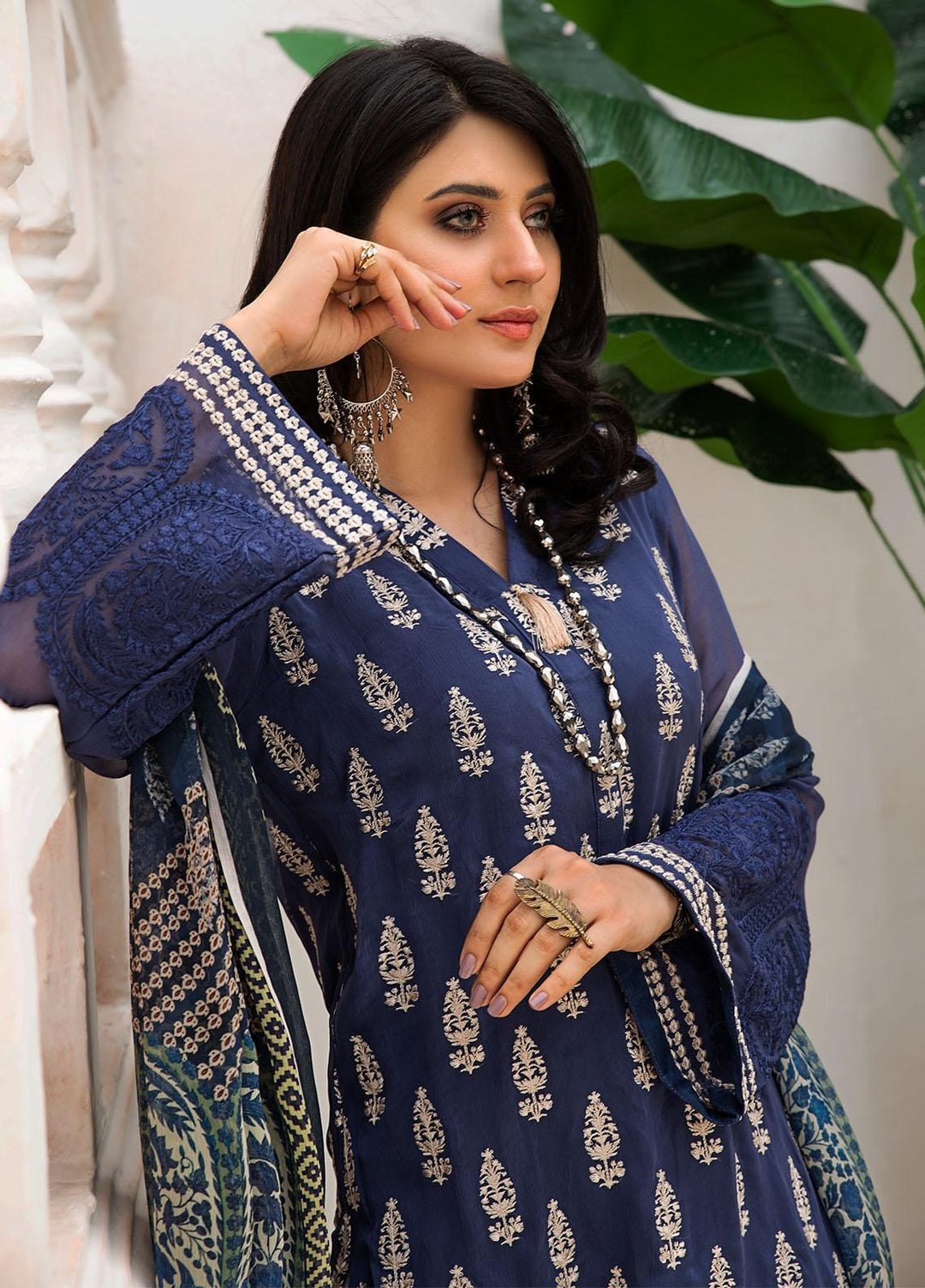 Resham Ghar Embroidered Chiffon Suits Unstitched 2 Piece RG21EC RGSD-07 - Luxury Collection