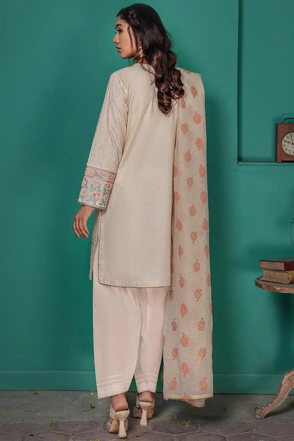 Resham Ghar Embroidered Lawn Suits Unstitched 2 Piece RG22U BRL-02 ANTIQUE WHITE - Festive Collection