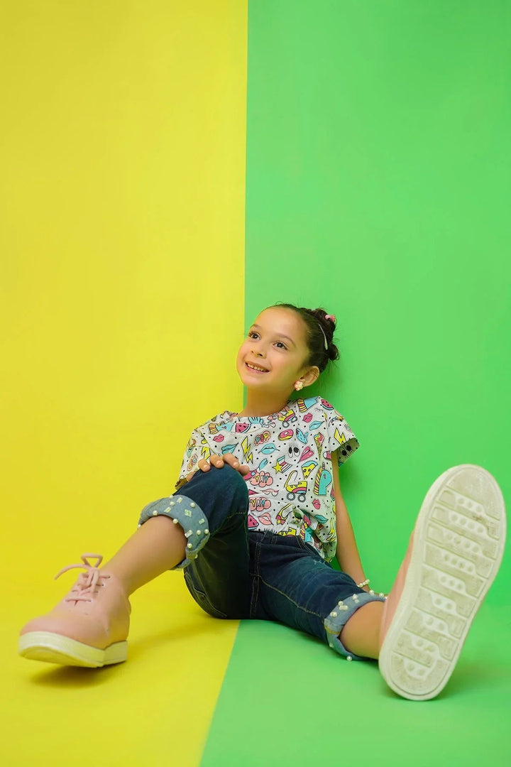 Ochre RTW Printed Cotton T-Shirt Girls 1 Piece OGK-279 - Summer Collection