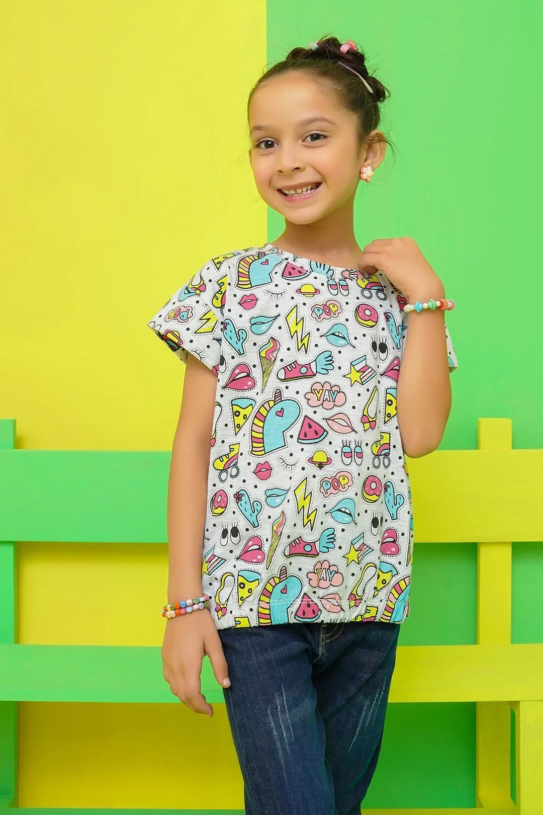 Ochre RTW Printed Cotton T-Shirt Girls 1 Piece OGK-279 - Summer Collection