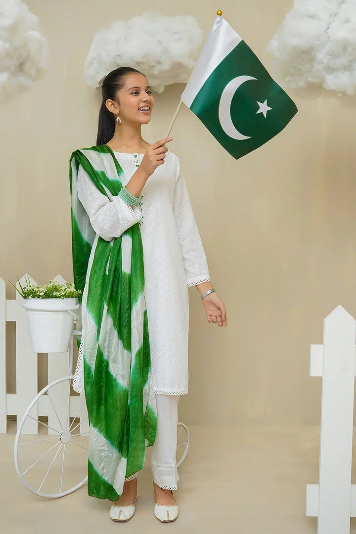 Ochre RTW Embroidered Girls 3 Piece Cotton Hand Adda Work OFW-COR-66 - Summer Collection