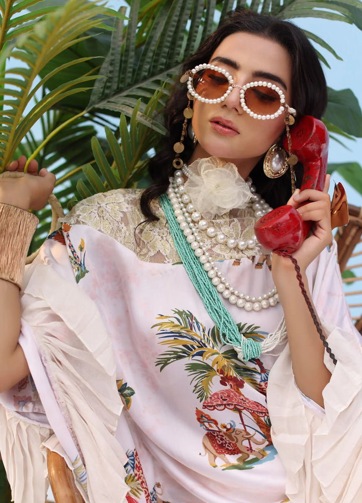 Resort by Musferah Pret Printed Silk 1 Piece Suit Celeste