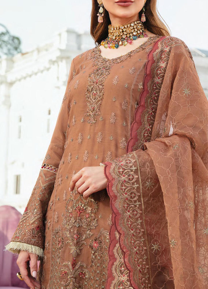 Retro by Salitex Embroidered Chiffon Suits Unstitched 3 Piece ST22RC HC-00031 Glistening Sand - Luxury Collection