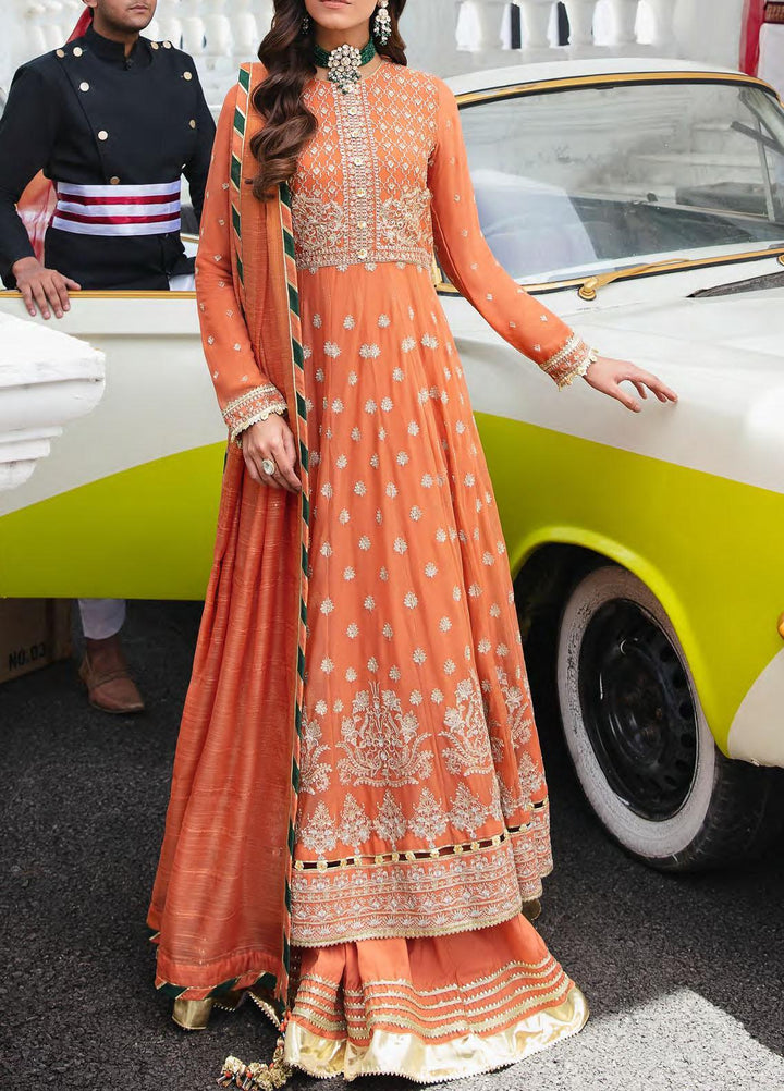 Retro by Salitex Embroidered Chiffon Suits Unstitched 3 Piece ST22RC HC-00033 Amber - Luxury Collection