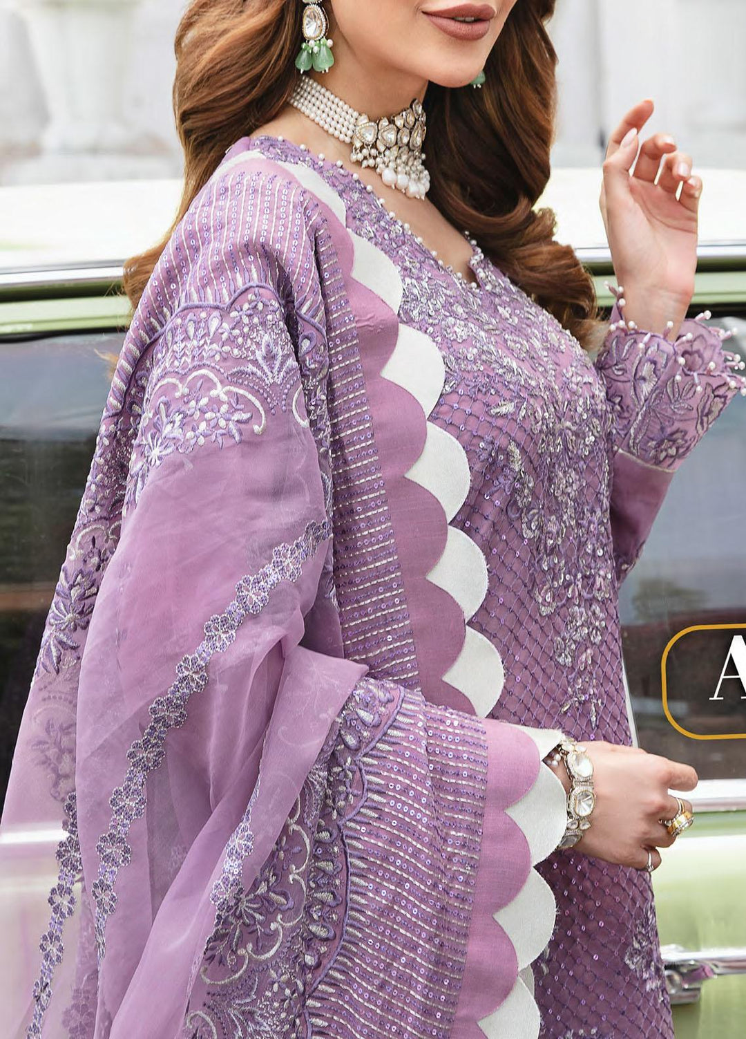 Retro by Salitex Embroidered Chiffon Suits Unstitched 3 Piece ST22RC HC-00034 Amanda - Luxury Collection