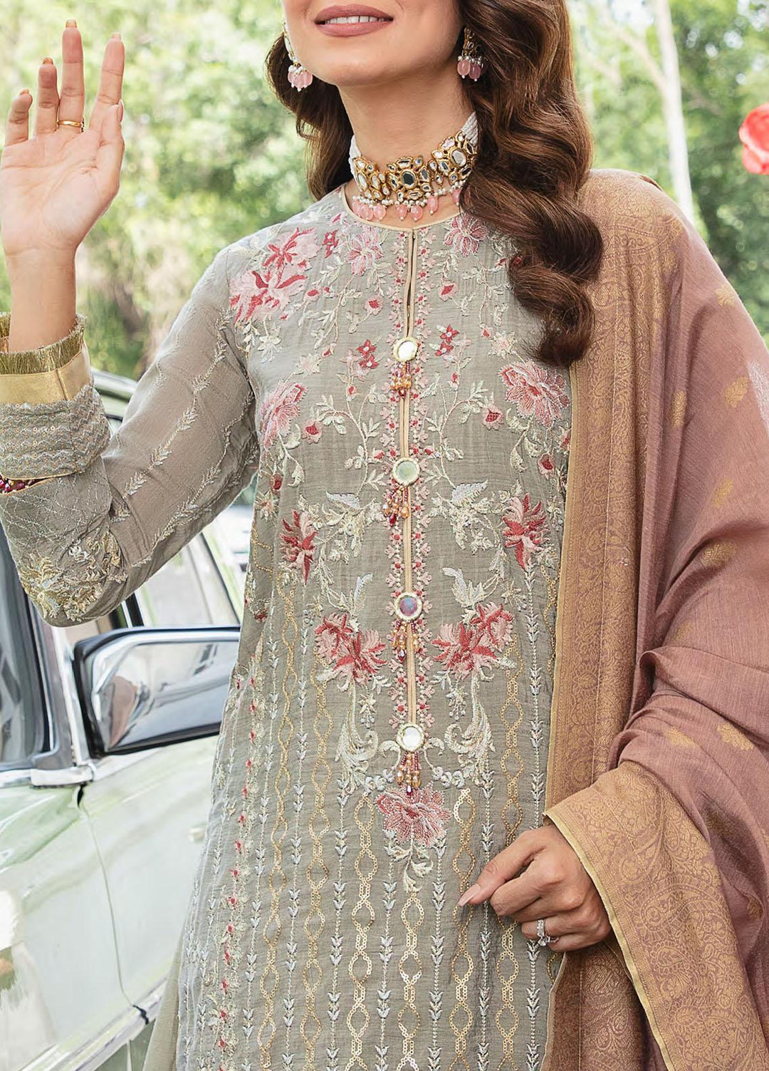 Retro by Salitex Embroidered Khaadi Net Suits Unstitched 3 Piece ST22RC HC-00035 Daina - Luxury Collection