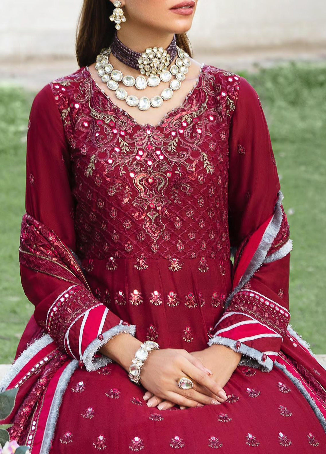 Retro by Salitex Embroidered Chiffon Suits Unstitched 3 Piece ST22RC HC-00038 Scarlett - Luxury Collection