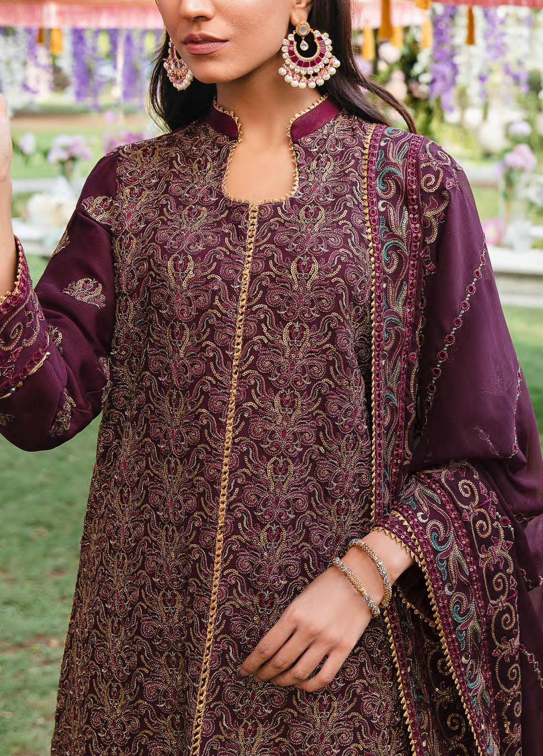 Retro by Salitex Embroidered Chiffon Suits Unstitched 3 Piece ST22RC HC-00039 Mystic - Luxury Collection