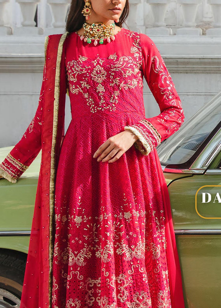 Retro by Salitex Embroidered Chiffon Suits Unstitched 3 Piece ST22RC HC-00040 Dazzle De Rouge - Luxury Collection