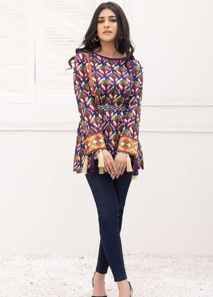 Adan's Libas Printed Lawn Stitched Kurtis D-14