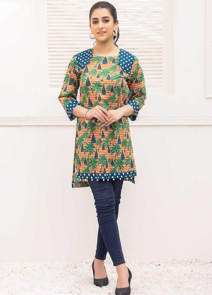 Adan's Libas Printed Lawn Stitched Kurtis D-18