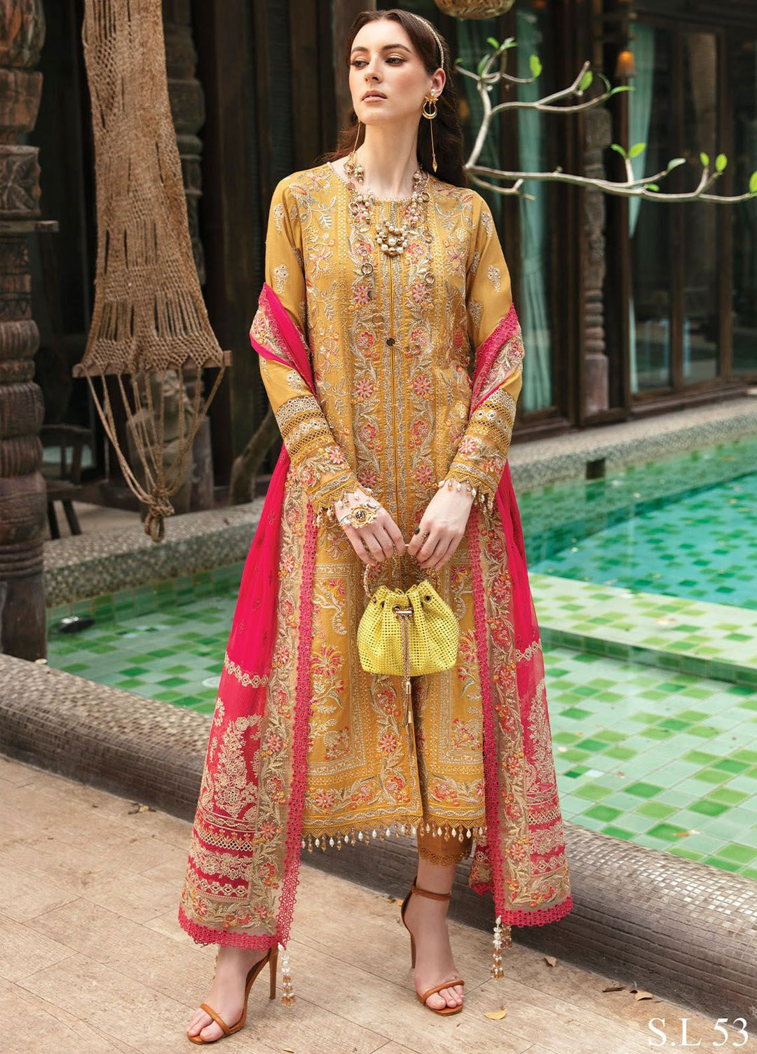 Reve By Serene Premium Embroidered Lawn Suit Unstitched 3 Piece SP24R SL-53 Elea - Luxury Summer Collection