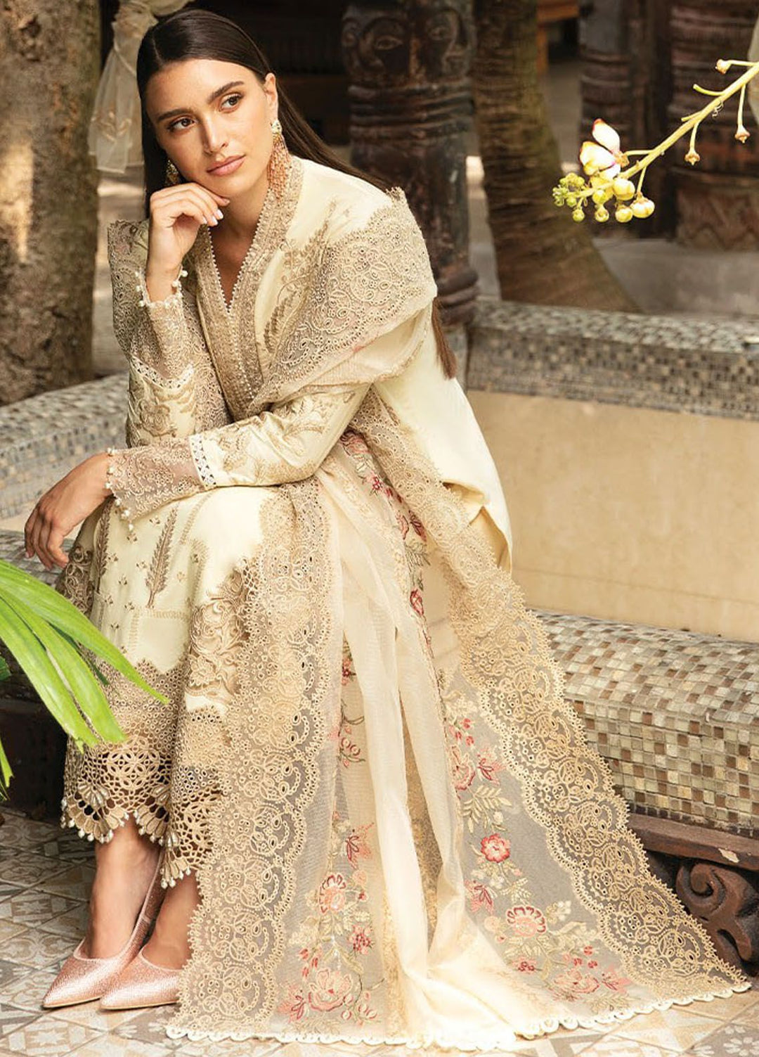 Reve By Serene Premium Embroidered Lawn Suit Unstitched 3 Piece SP24R SL-54 Aurelie - Luxury Summer Collection