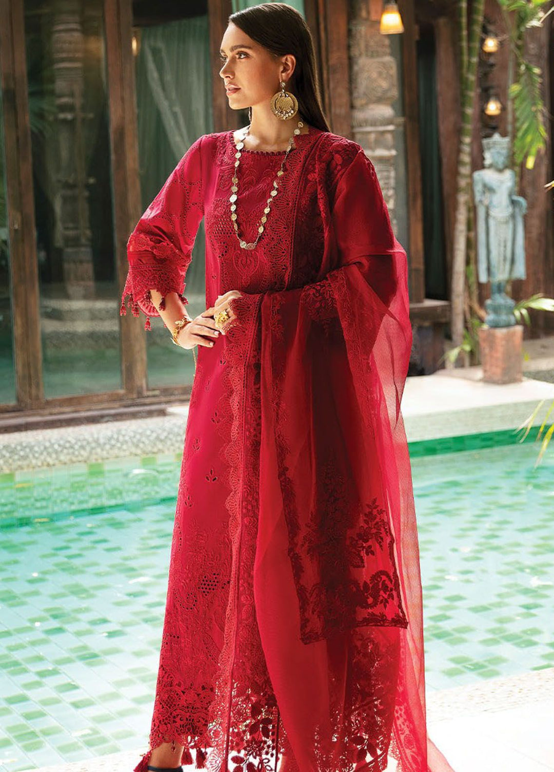 Reve By Serene Premium Embroidered Lawn Suit Unstitched 3 Piece SP24R SL-56 Julia - Luxury Summer Collection