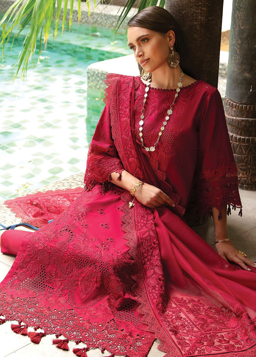 Reve By Serene Premium Embroidered Lawn Suit Unstitched 3 Piece SP24R SL-56 Julia - Luxury Summer Collection