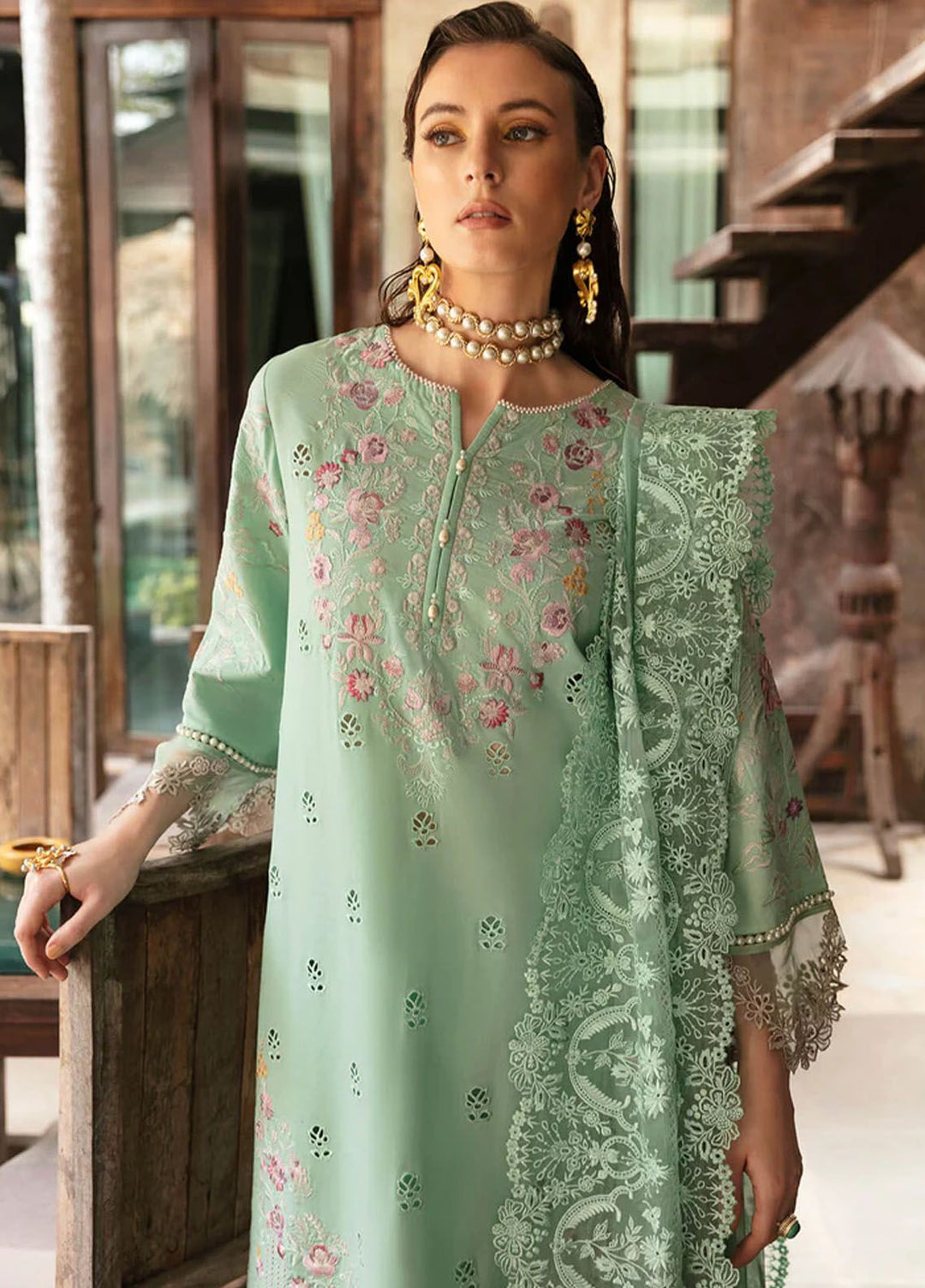 Reve By Serene Premium Embroidered Lawn Suit Unstitched 3 Piece SP24R SL-63 Maya - Luxury Summer Collection