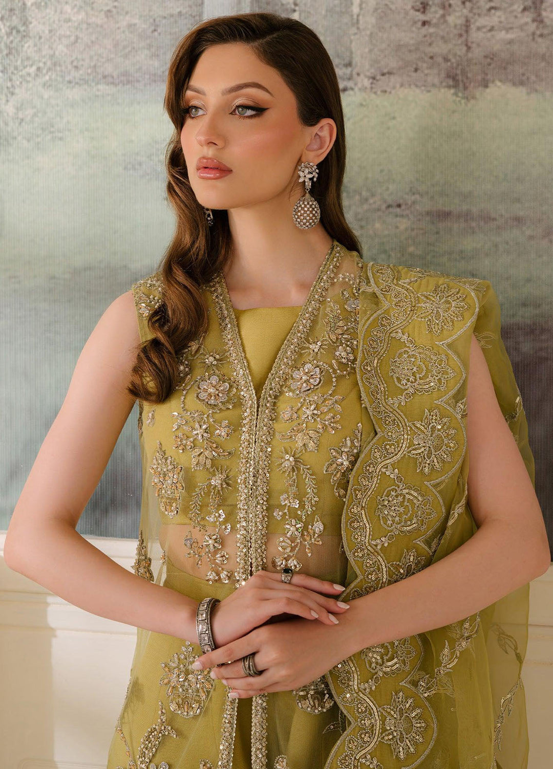Reve Royal by Fabiha Fatima Pret Embellished Net 3 Piece Suit Citrine