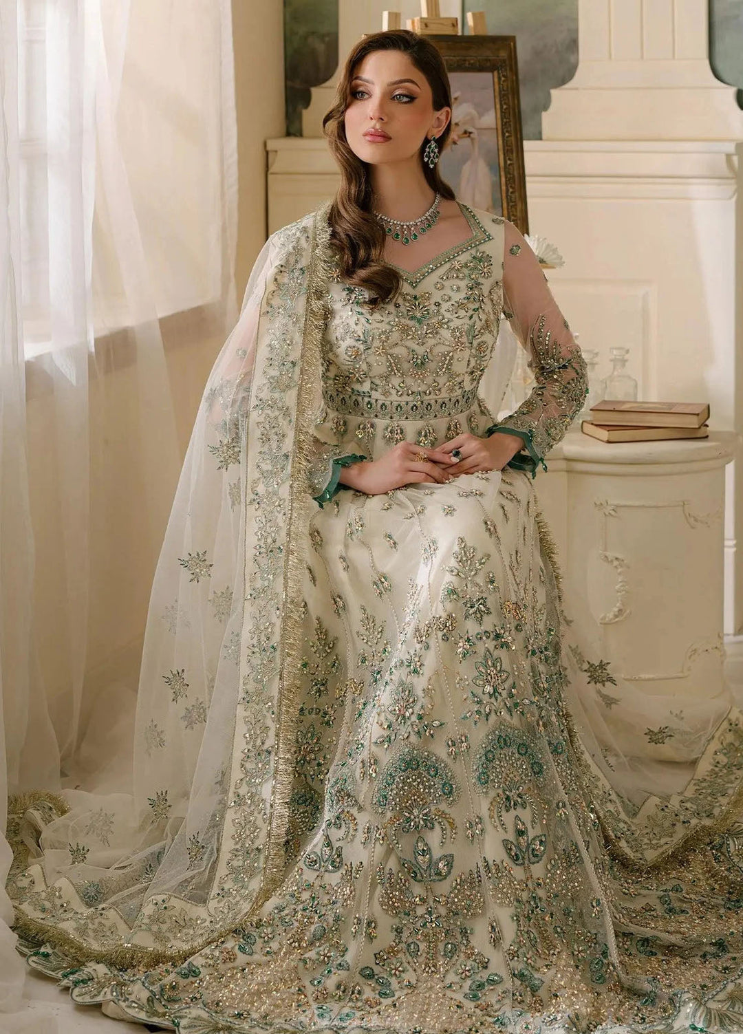 Reve Royal by Fabiha Fatima Pret Embellished Net 3 Piece Suit Pearl