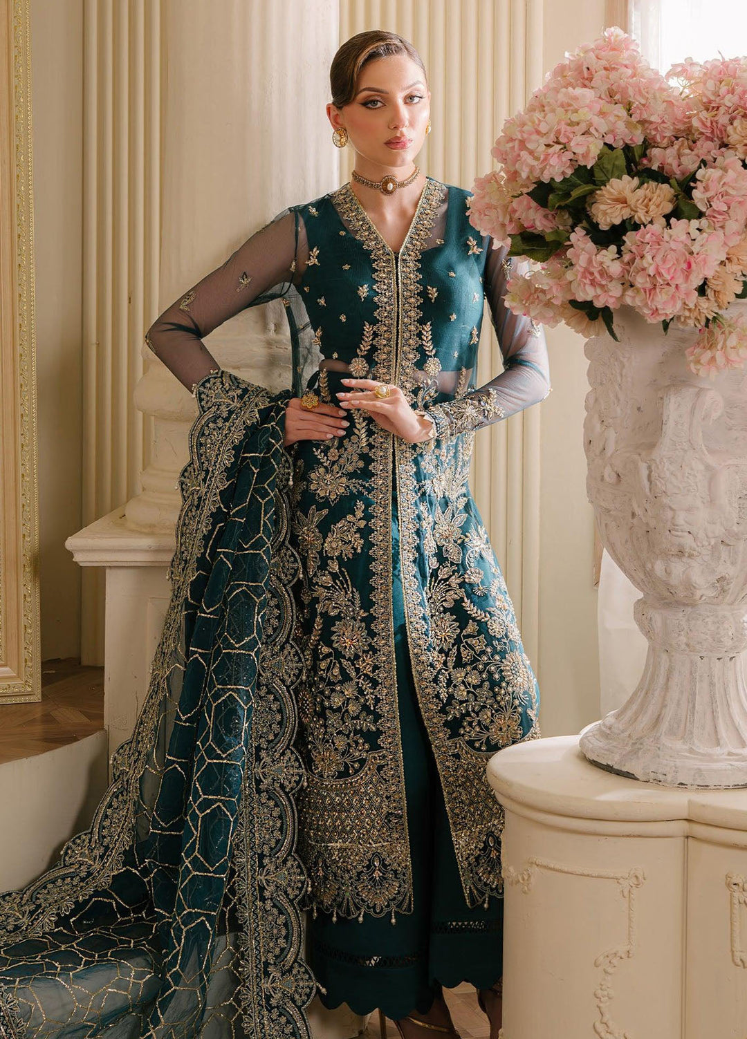 Reve Royal by Fabiha Fatima Pret Embellished Net 3 Piece Suit Sapphire