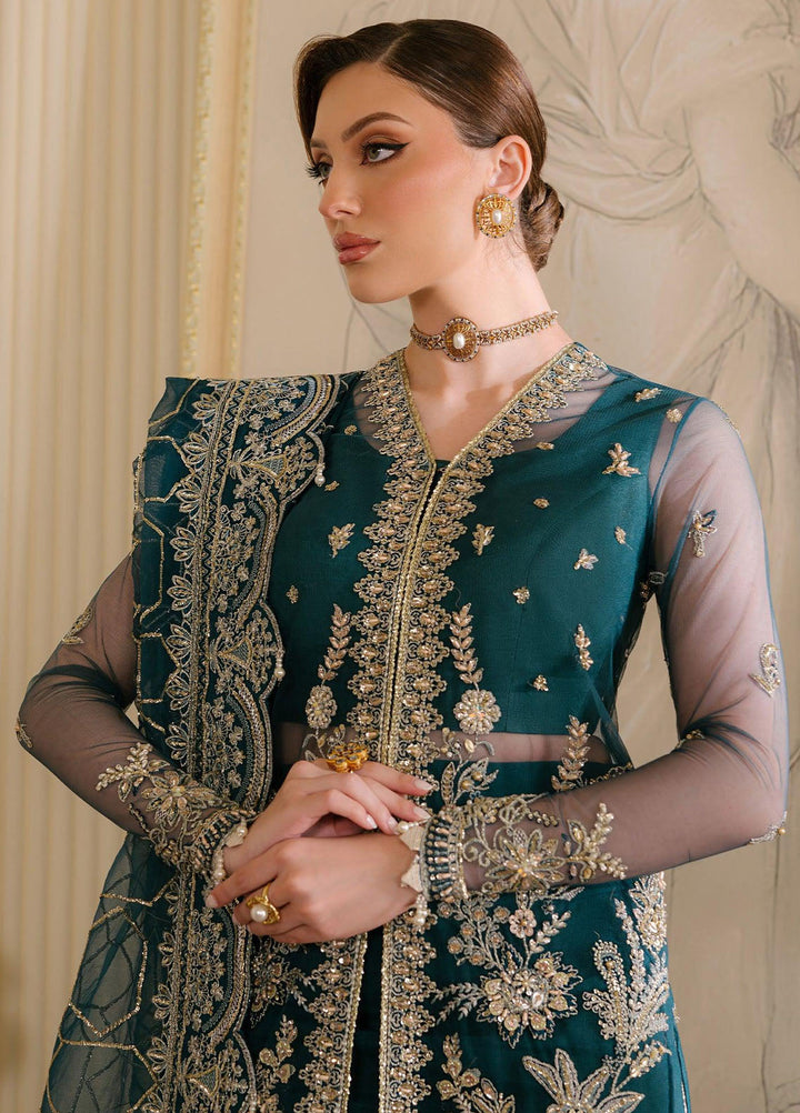 Reve Royal by Fabiha Fatima Pret Embellished Net 3 Piece Suit Sapphire