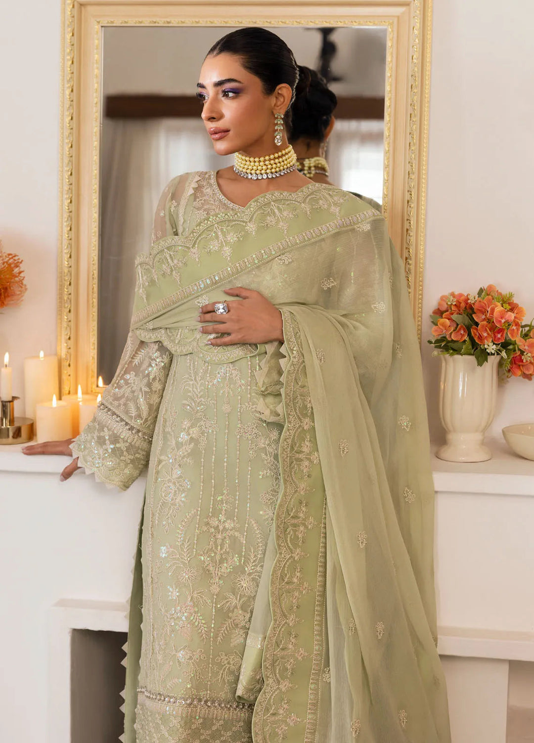 Reverie by Gulaal Embroidered Chiffon Suit Unstitched 4 Piece GL25R D-02 Virida - Formals Collection