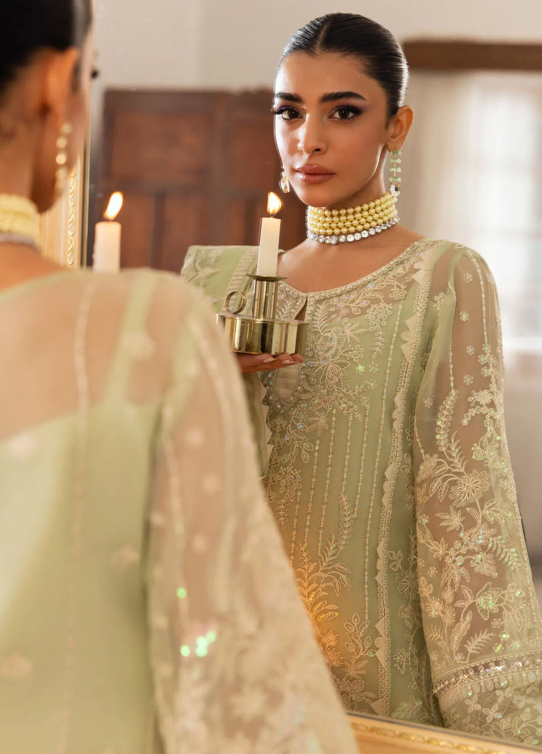 Reverie by Gulaal Embroidered Chiffon Suit Unstitched 4 Piece GL25R D-02 Virida - Formals Collection