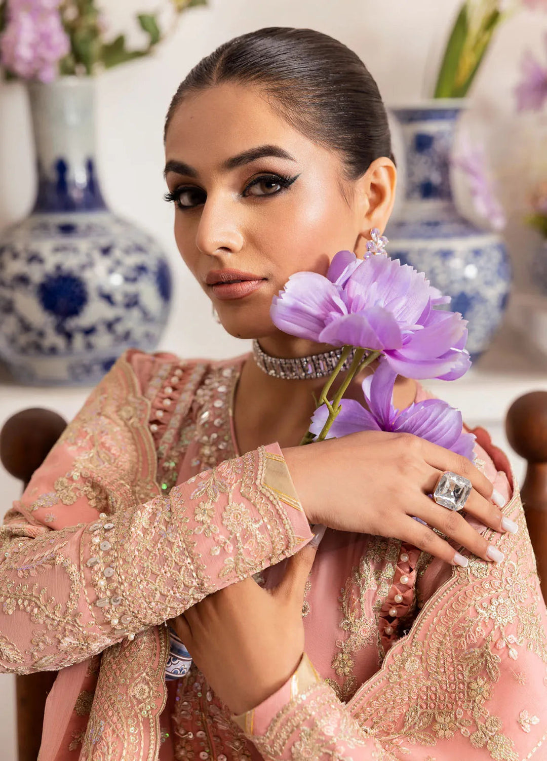 Reverie by Gulaal Embroidered Chiffon Suit Unstitched 4 Piece GL25R D-06 Coralyn - Formals Collection