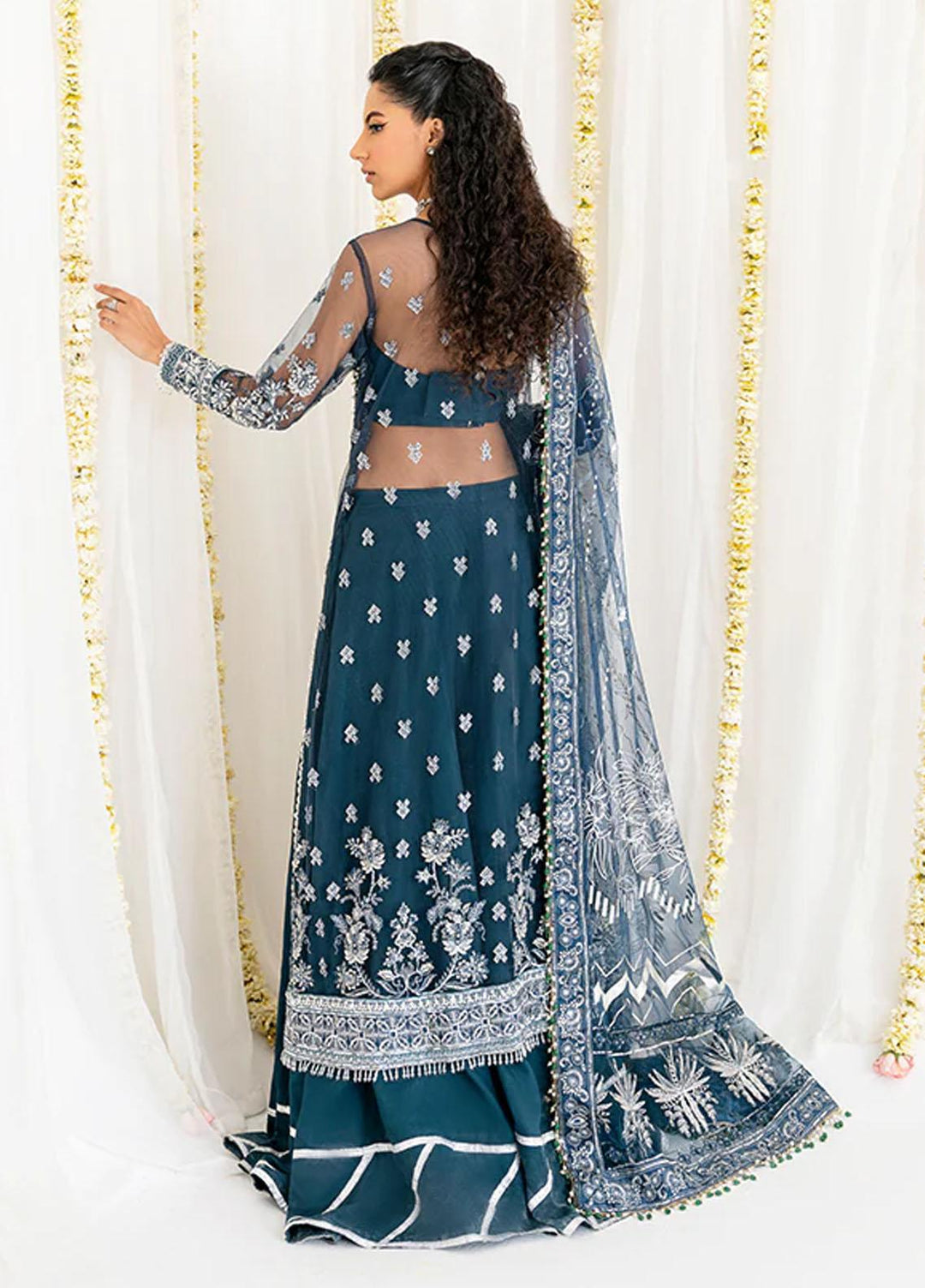 Reveur By Saffron Embroidered Net Suits Unstitched 3 Piece SFR23RV SF-03 Celeste - Luxury Collection