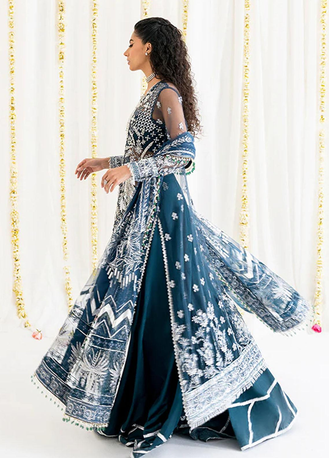 Reveur By Saffron Embroidered Net Suits Unstitched 3 Piece SFR23RV SF-03 Celeste - Luxury Collection