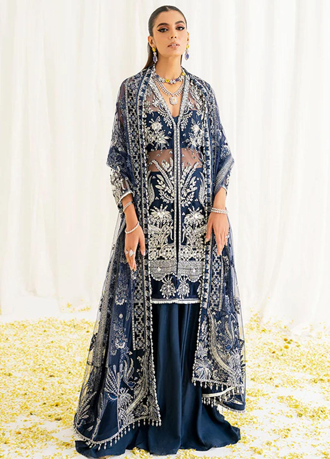 Reveur By Saffron Embroidered Net Suits Unstitched 3 Piece SFR23RV SF-07 Marina - Luxury Collection