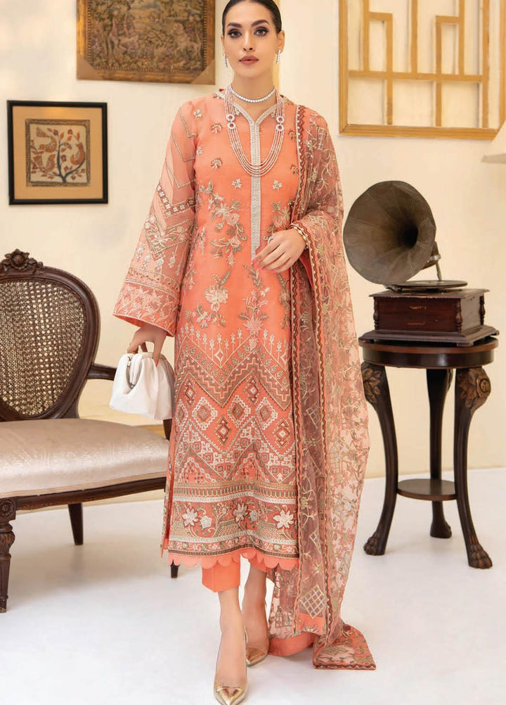 Reveuse By AIK Embroidered Organza Suits Unstitched 3 Piece AIK22R 04 - Winter Collection