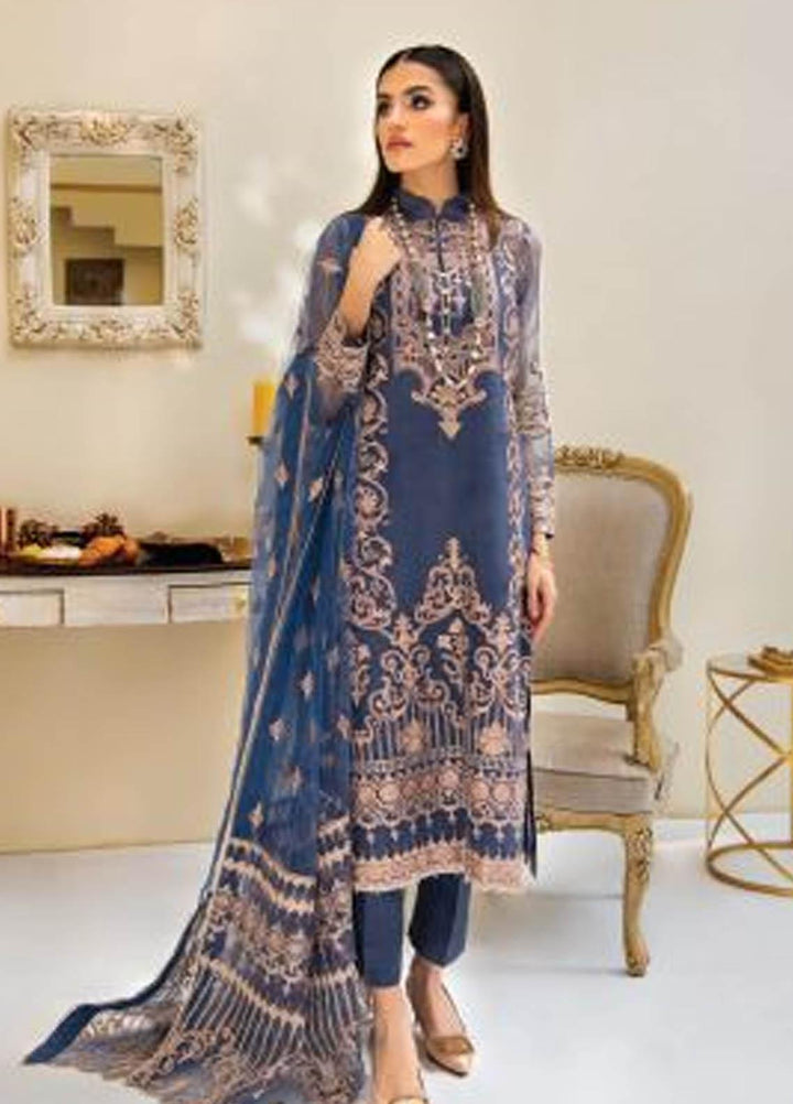 Reveuse By AIK Embroidered Organza Suits Unstitched 3 Piece AIK22R 08 - Winter Collection