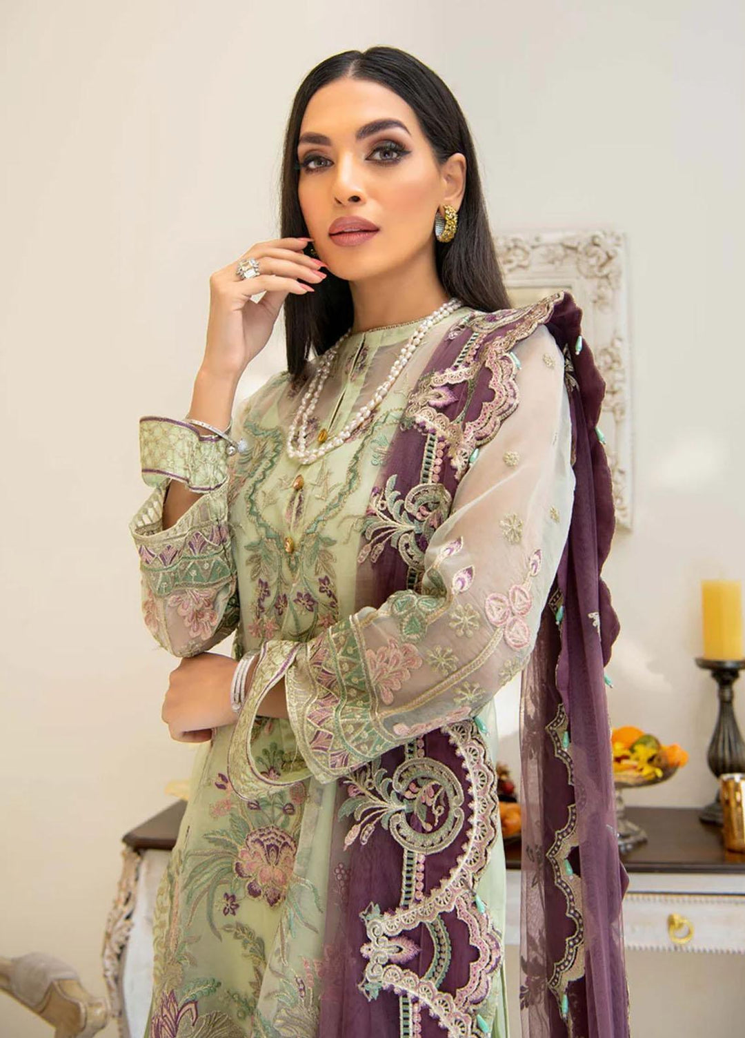 Reveuse By AIK Embroidered Organza Suits Unstitched 3 Piece AIK22R 03 - Winter Collection