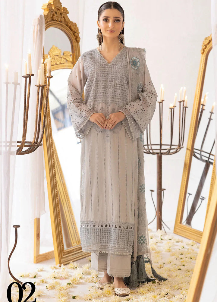 Riaz Arts Chikankari Lawn Suit Unstitched 3 Piece RA25MS D-02 - Summer Collection