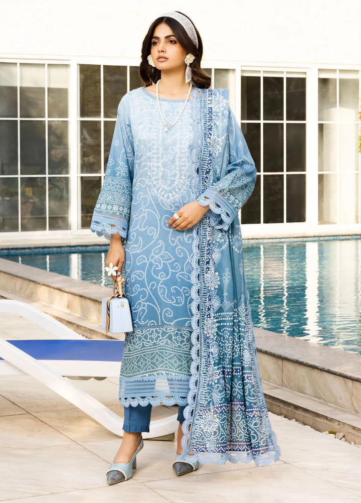 Riaz Arts Embroidered Lawn Suit Unstitched 3 Piece RA25CL AF-197 - Summer Collection