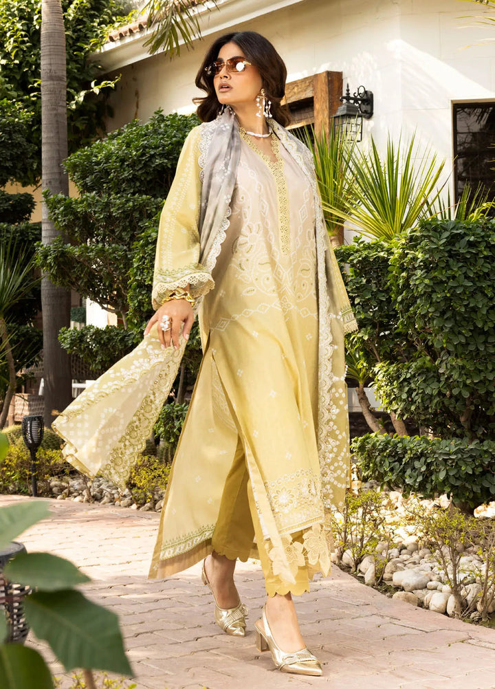 Riaz Arts Embroidered Lawn Suit Unstitched 3 Piece RA25CL AF-199 - Summer Collection
