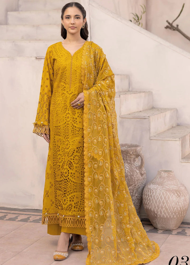 Riaz Arts Embroidered Lawn Suit Unstitched 3 Piece RA25ME D-03 - Summer Collection