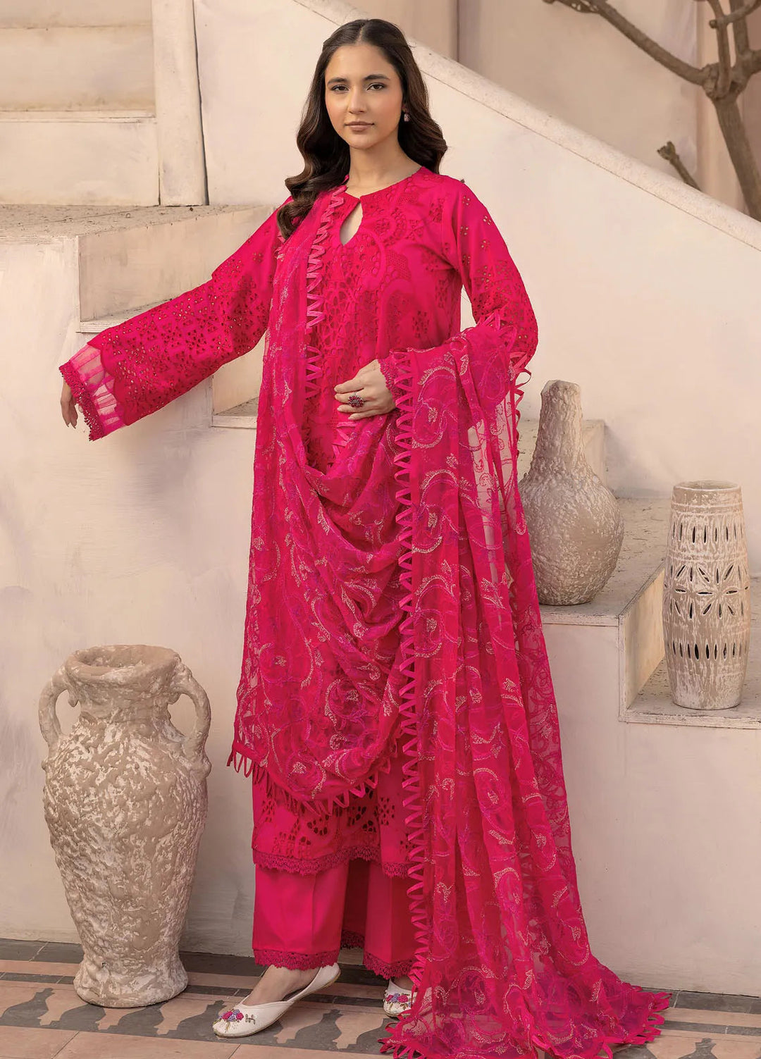 Riaz Arts Embroidered Lawn Suit Unstitched 3 Piece RA25ME D-04 - Summer Collection