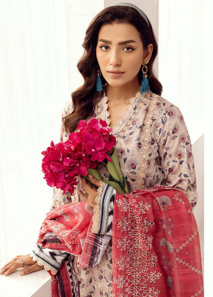 Riaz Arts Embroidered Lawn Suit Unstitched 3 Piece RA25MH D-01 - Summer Collection