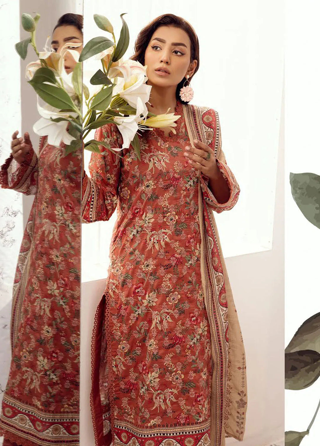 Riaz Arts Embroidered Lawn Suit Unstitched 3 Piece RA25MH D-05 - Summer Collection