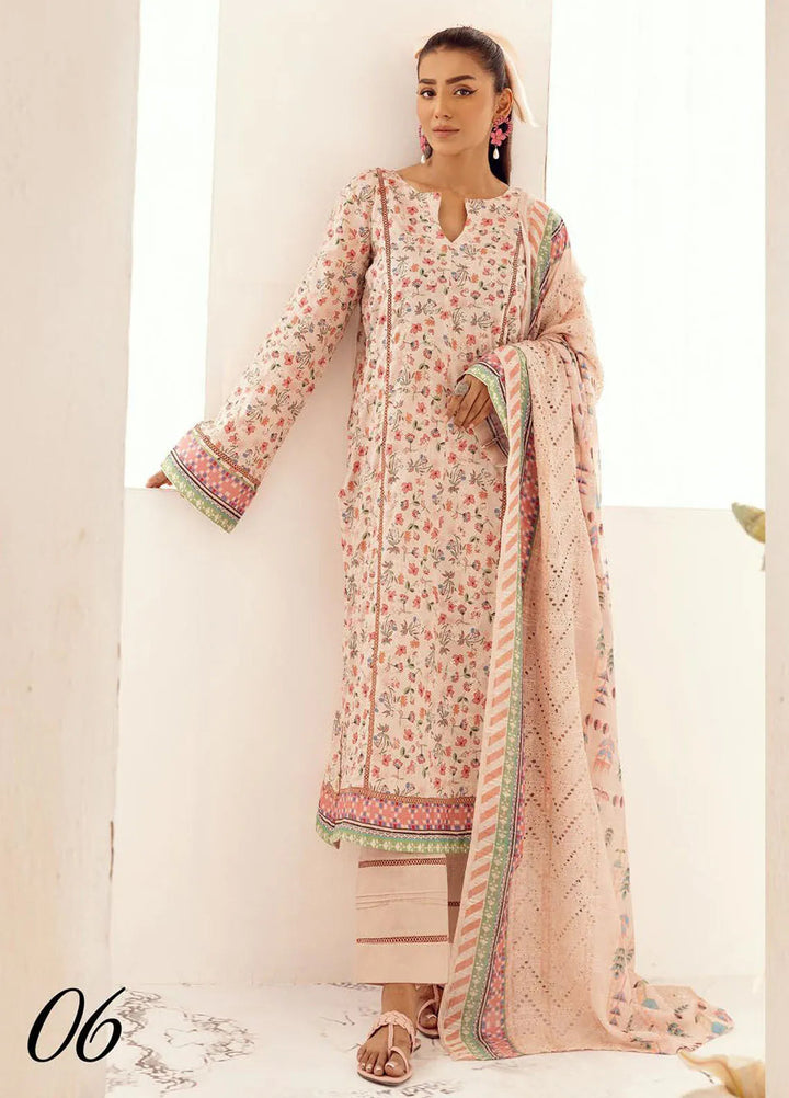 Riaz Arts Embroidered Lawn Suit Unstitched 3 Piece RA25MH D-06 - Summer Collection