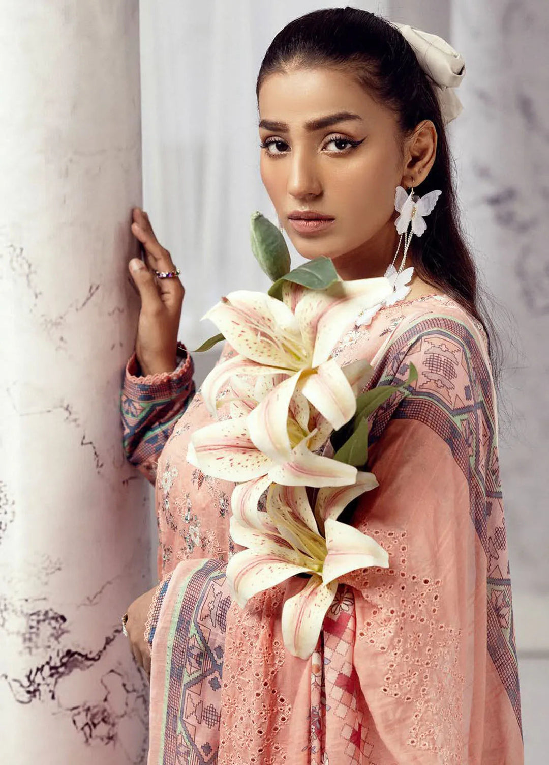 Riaz Arts Embroidered Lawn Suit Unstitched 3 Piece RA25MH D-10 - Summer Collection