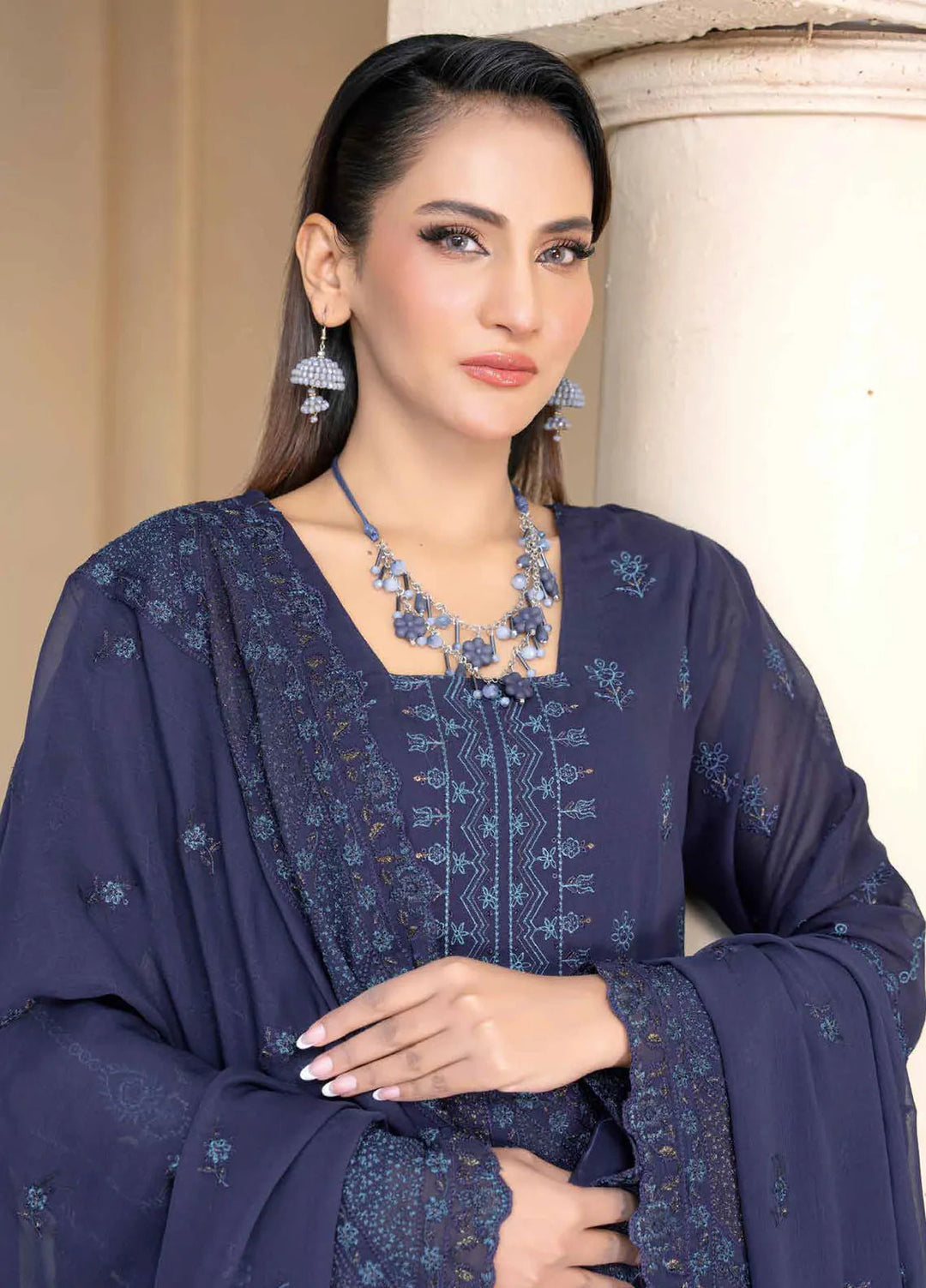 Riaz Arts Embroidered Lawn Suit Unstitched 3 Piece RA25PL D-01 - Summer Collection