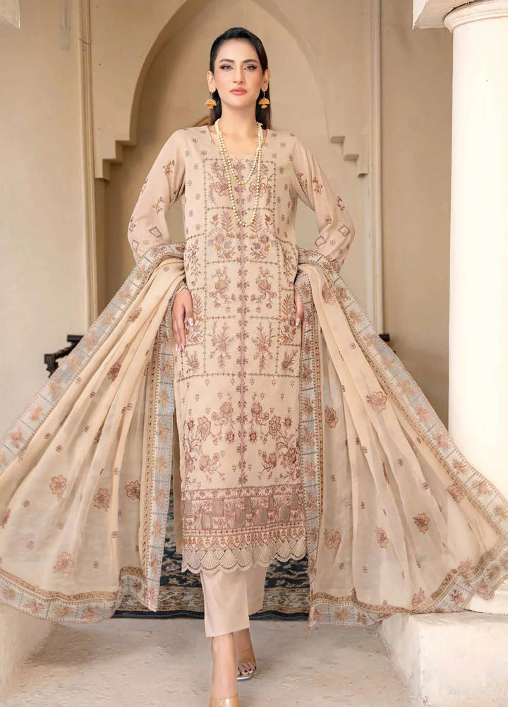 Riaz Arts Embroidered Lawn Suit Unstitched 3 Piece RA25PL D-02 - Summer Collection