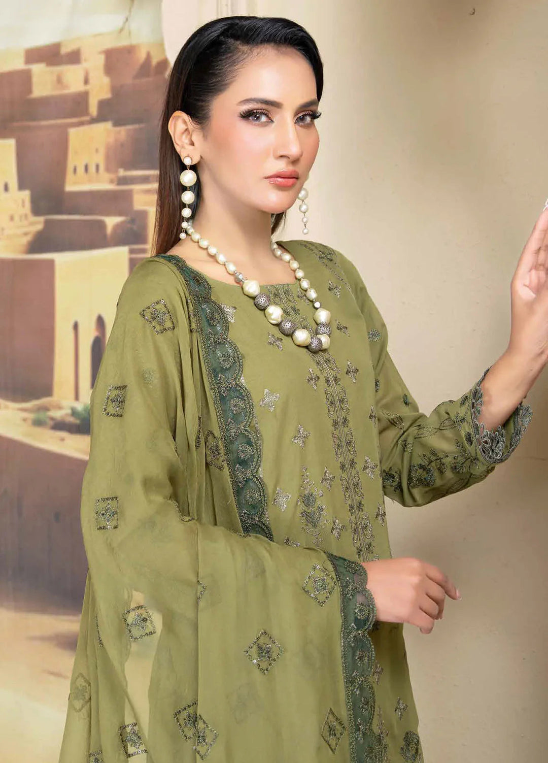 Riaz Arts Embroidered Lawn Suit Unstitched 3 Piece RA25PL D-03 - Summer Collection