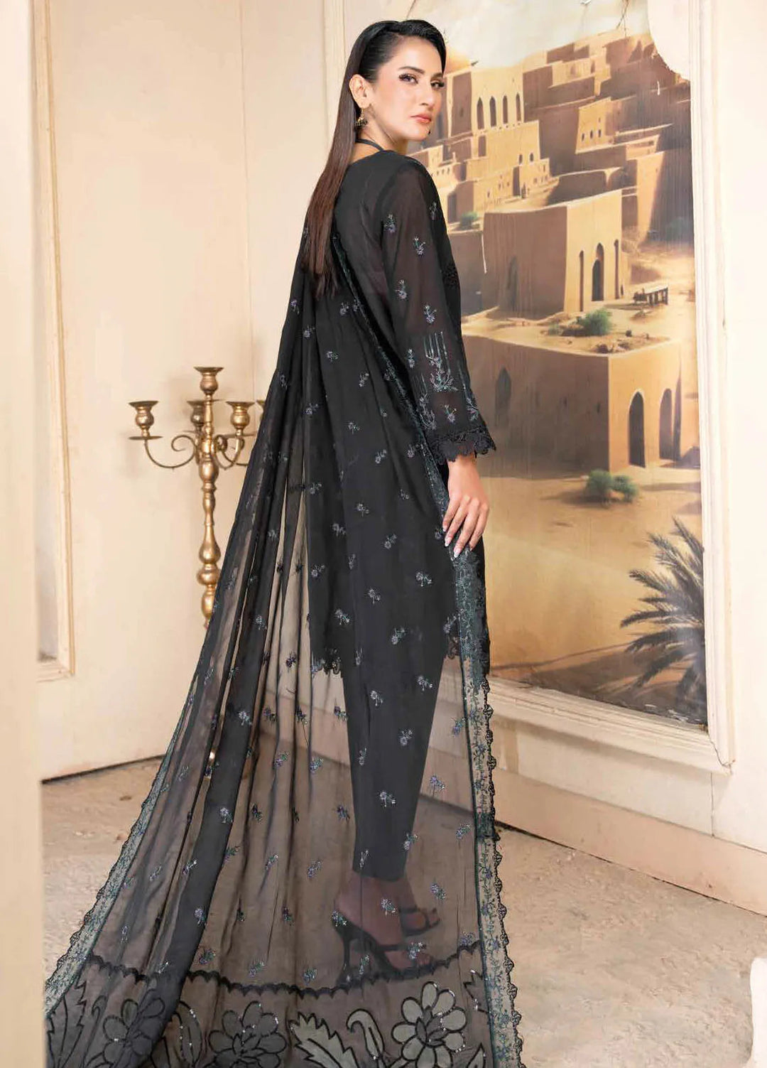 Riaz Arts Embroidered Lawn Suit Unstitched 3 Piece RA25PL D-04 - Summer Collection