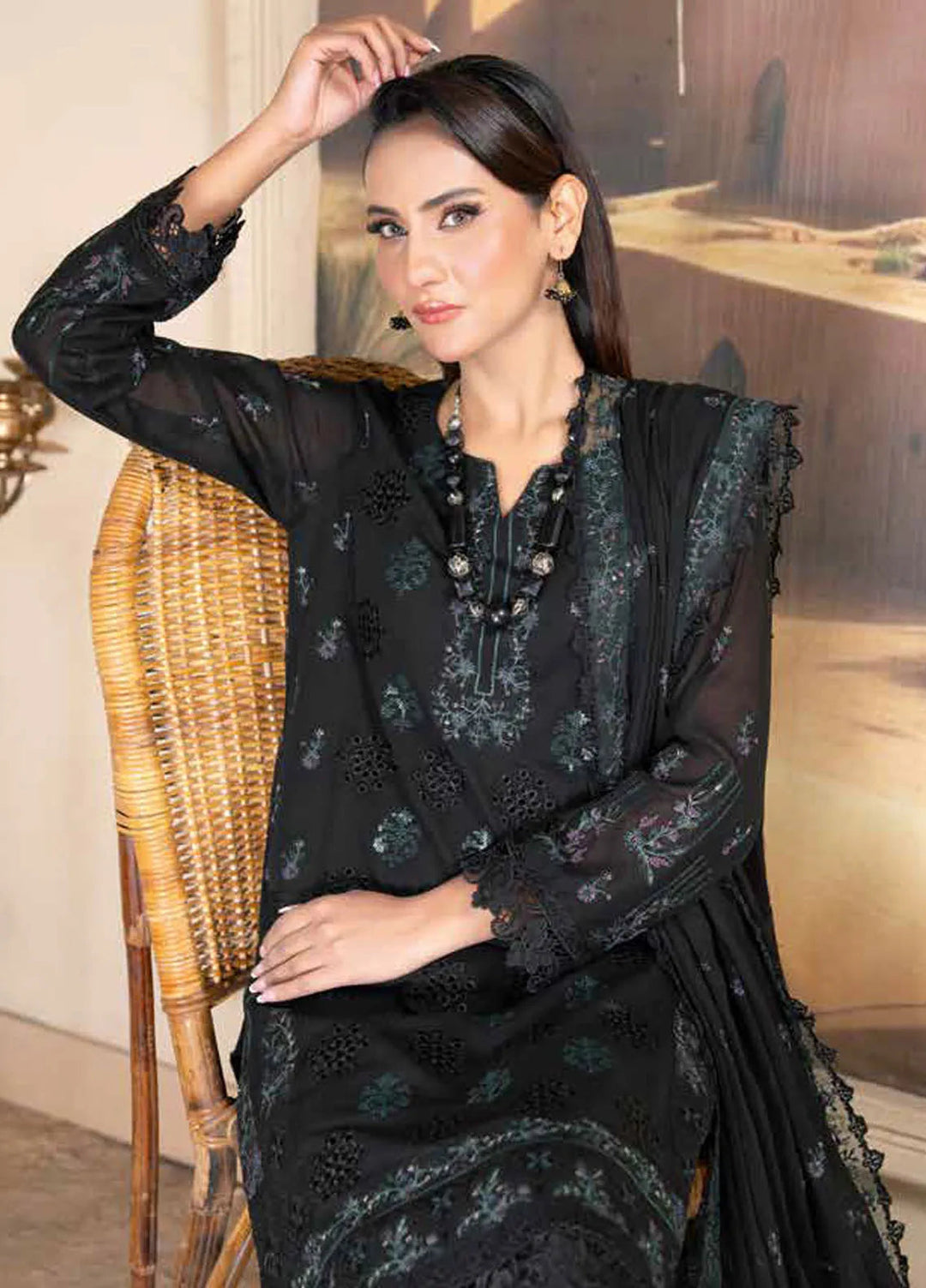Riaz Arts Embroidered Lawn Suit Unstitched 3 Piece RA25PL D-04 - Summer Collection
